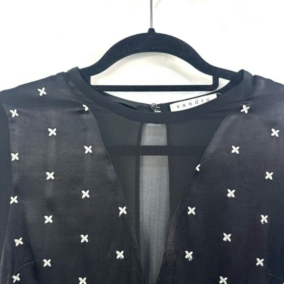 Sandro Starlight Dress in Black / White - Picture 6 of 14